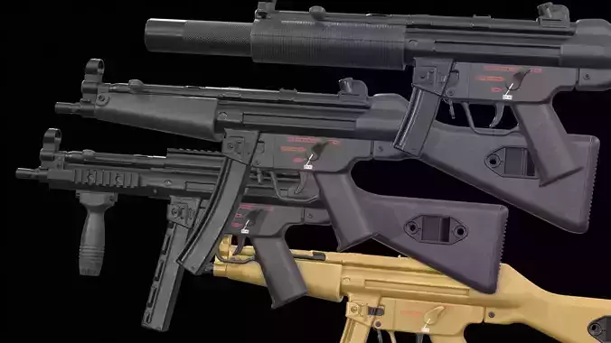 MP5A4 MP5SD5 with Silencer Scope Mount Rail Grip