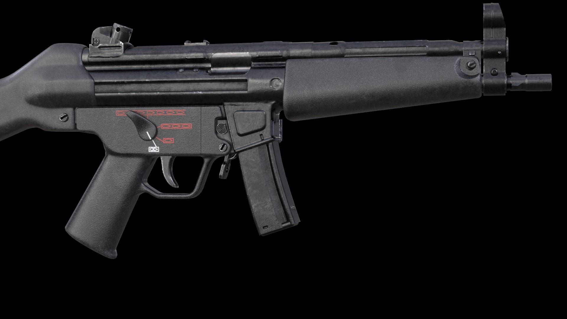 MP5A4 MP5SD5 with Silencer Scope Mount Rail Grip Low-poly 3D model_10
