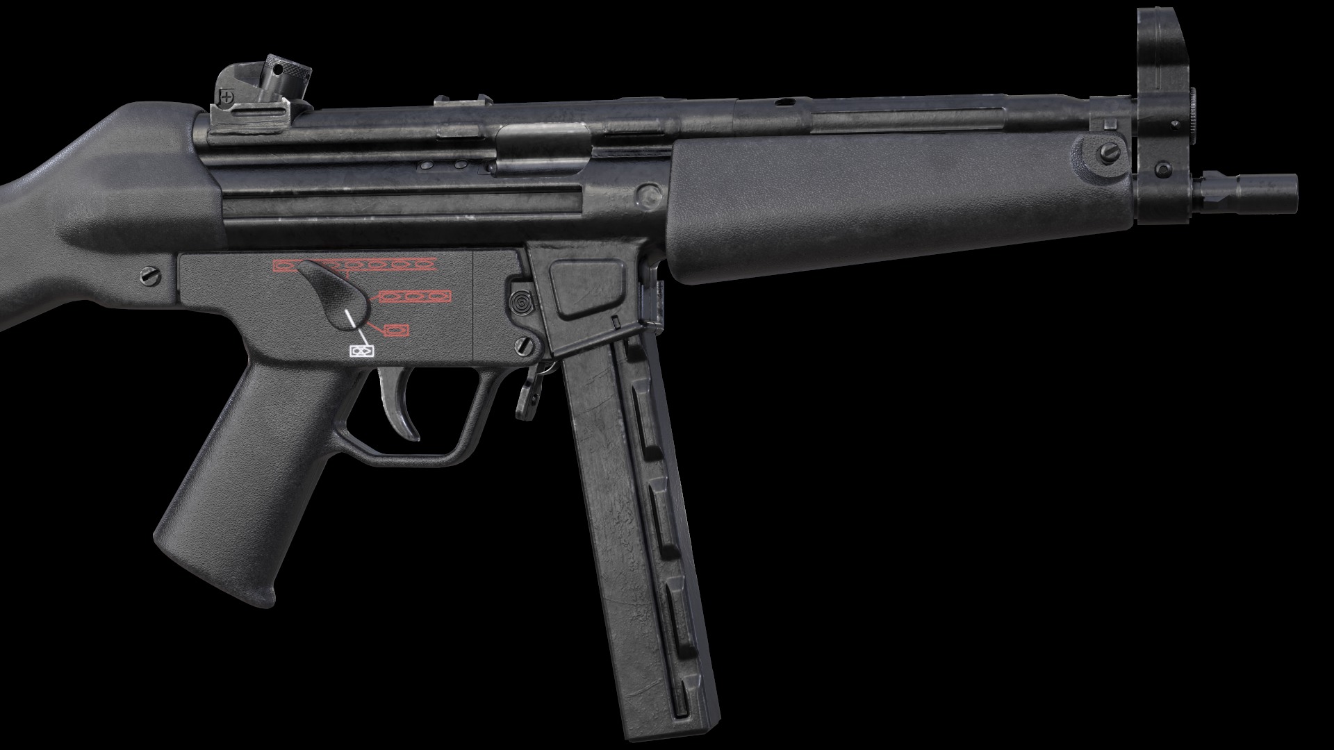 MP5A4 MP5SD5 with Silencer Scope Mount Rail Grip Low-poly 3D model_11