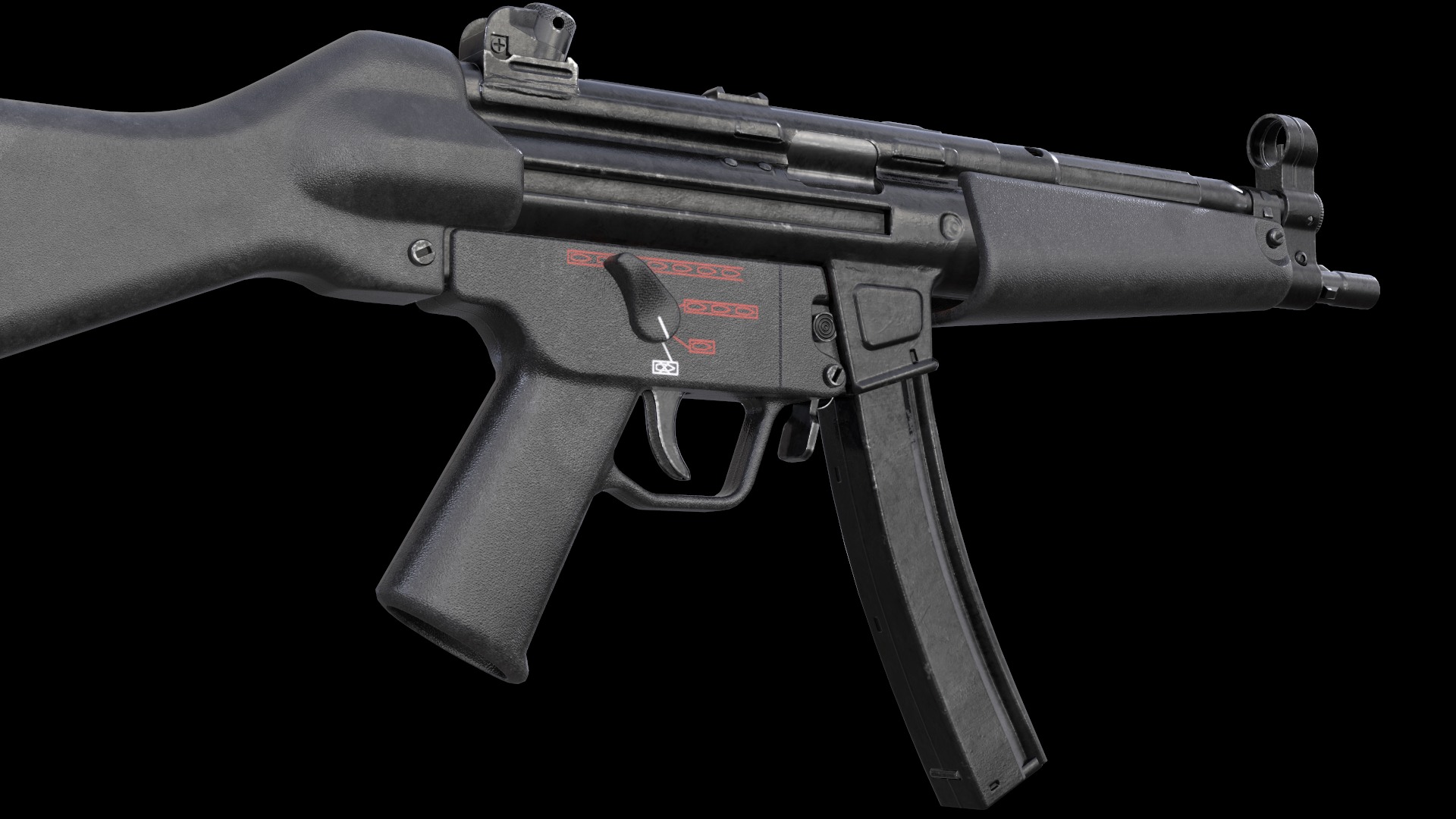MP5A4 MP5SD5 with Silencer Scope Mount Rail Grip Low-poly 3D model_13