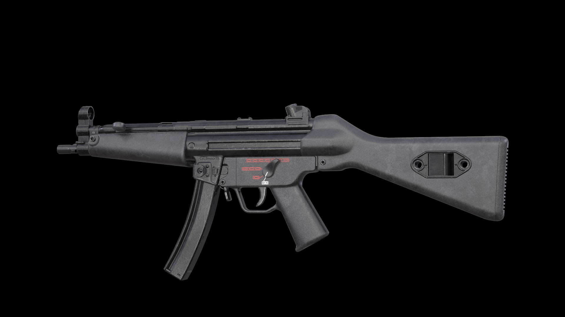 MP5A4 MP5SD5 with Silencer Scope Mount Rail Grip Low-poly 3D model_3