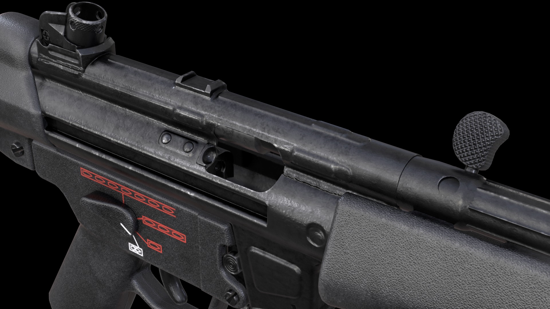 MP5A4 MP5SD5 with Silencer Scope Mount Rail Grip Low-poly 3D model_5