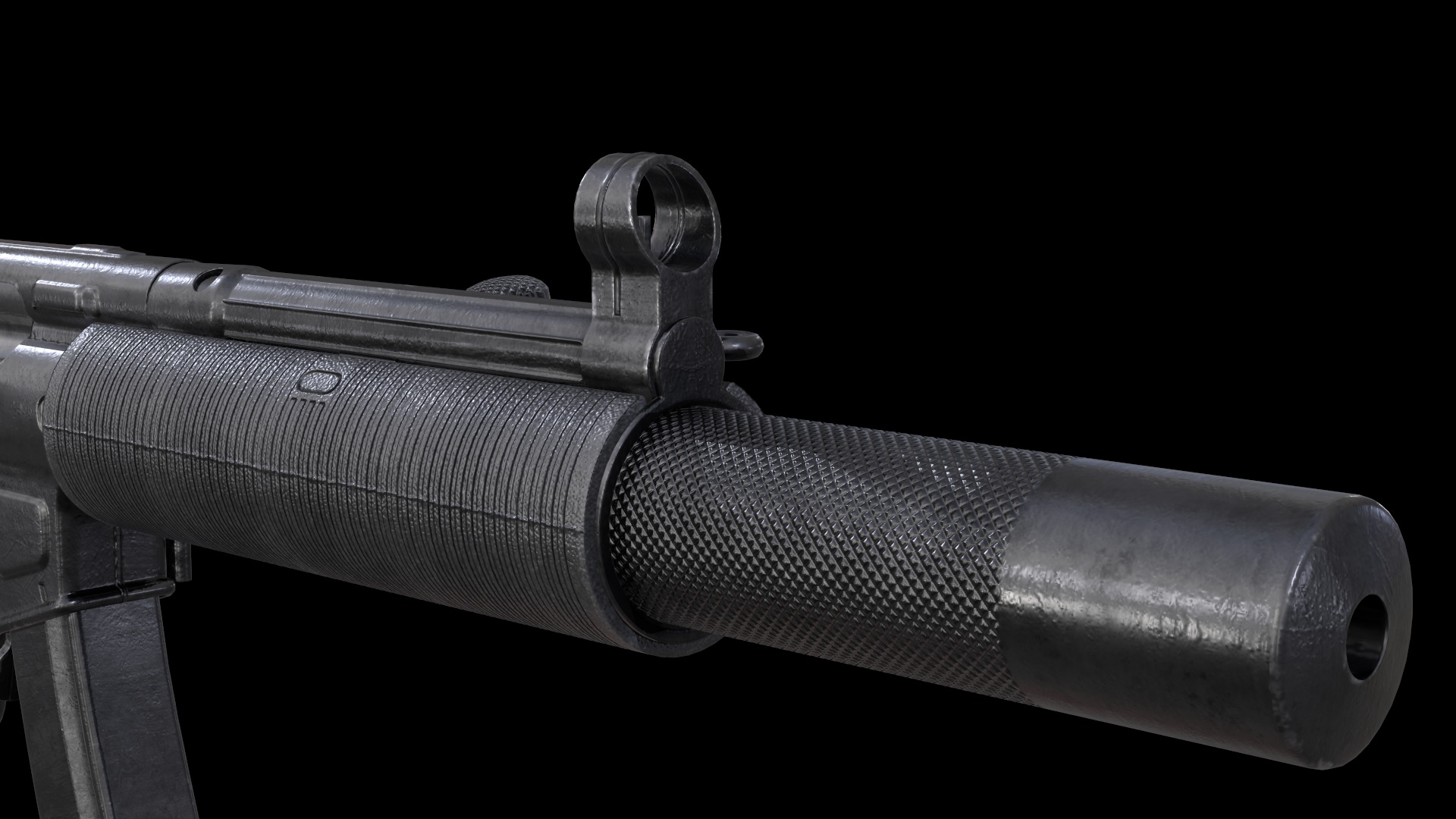 MP5A4 MP5SD5 with Silencer Scope Mount Rail Grip Low-poly 3D model_16