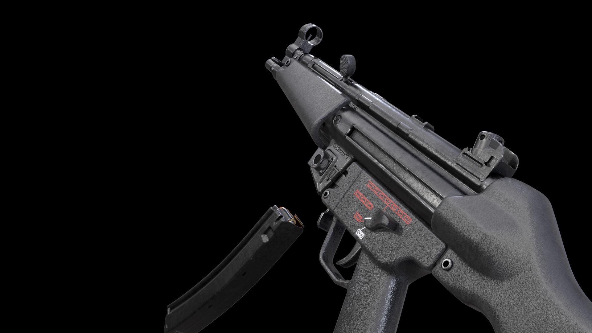 MP5A4 MP5SD5 with Silencer Scope Mount Rail Grip Low-poly 3D model_7
