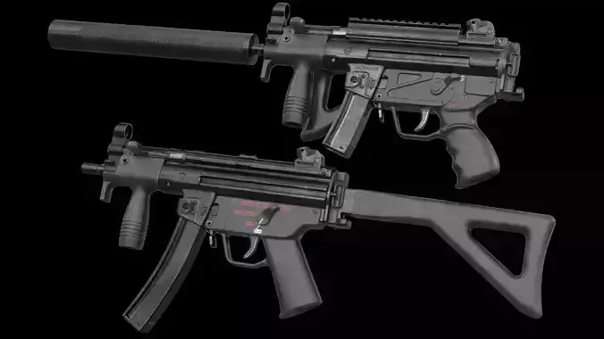 MP5K-PDW MP5KN-PDW with Scope Mount Low-poly 3D model