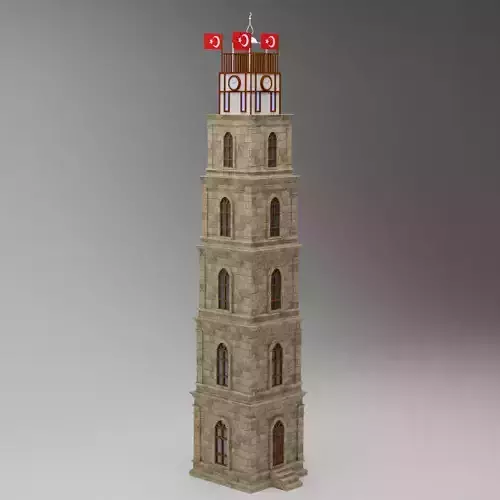 Ottoman Clock Tower  3D Model FBX  Tophane Inspired