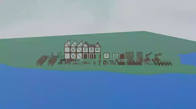 Big Medieval Tavern 3D Asset Pack - Low-poly Low-poly 3D model