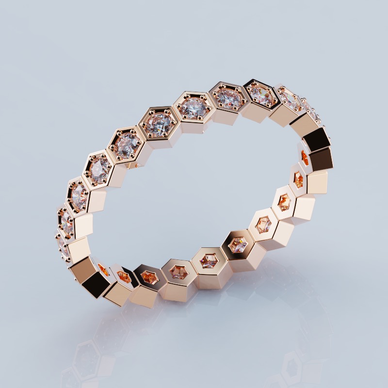 Ring Hexagon Eternity 18mm 3D print model_2