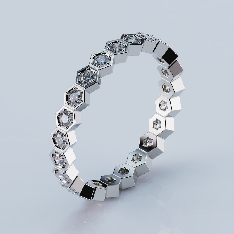 Ring Hexagon Eternity 18mm 3D print model_1