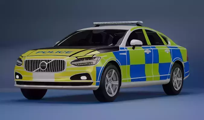 UK Police Volvo S90 Traffic Car 3D model