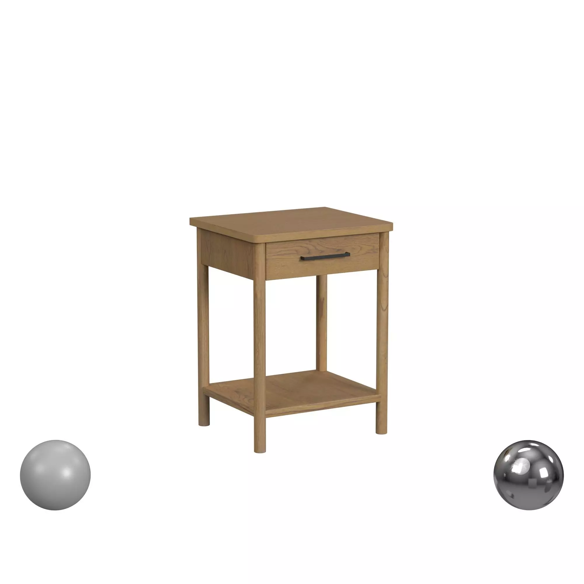 Birch Lane Hall 1 Drawer Solid Wood Nightstand 3D model_0