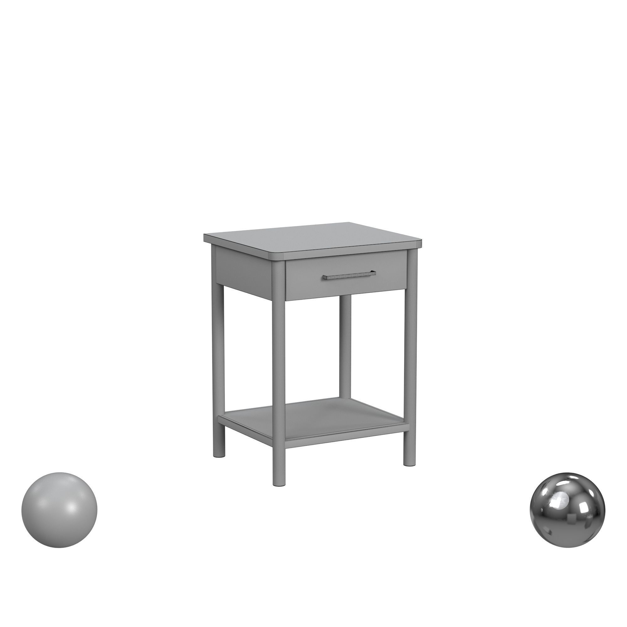 Birch Lane Hall 1 Drawer Solid Wood Nightstand 3D model_3