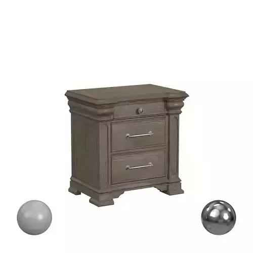 Kings Court 3 Drawer Nightstand w Sliding Top in Grey