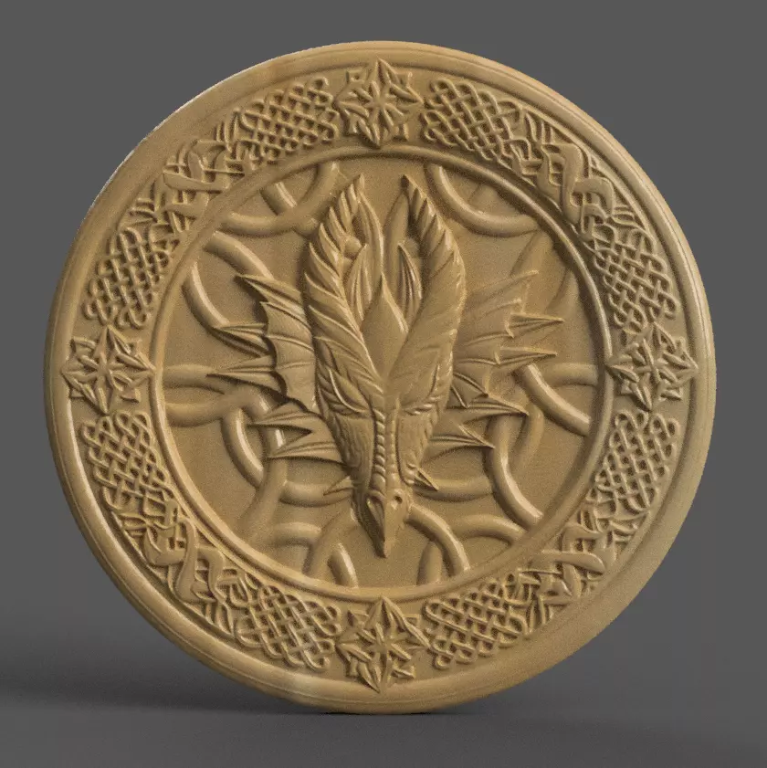 Celtic Dragon Wall Art table top coaster keychain 3D print model