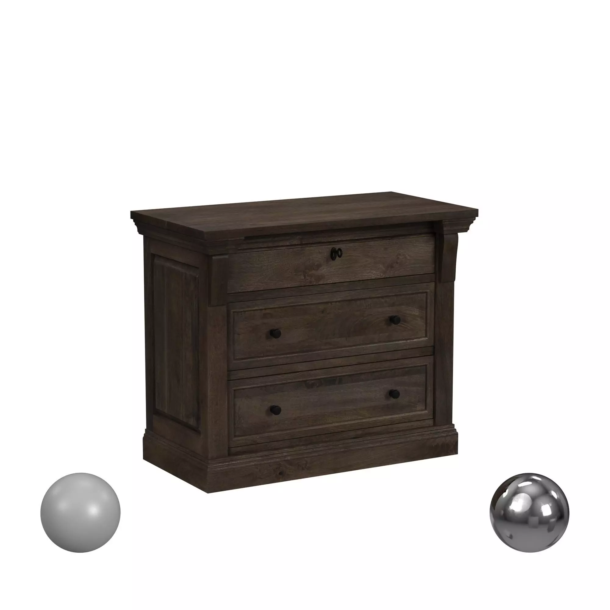 Adelaide Wood 3Drw Nightstand Cocoa Brown 3D model_0