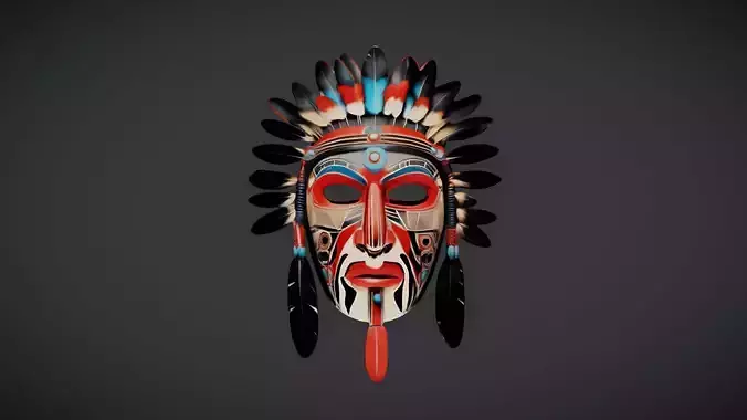 Native Tribal Mask Low-poly 3D model