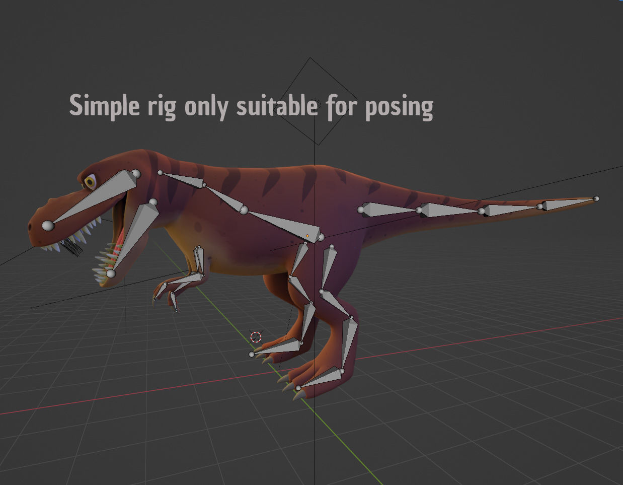 T-Rex Cartoon Dinosaur Low-poly 3D model_1
