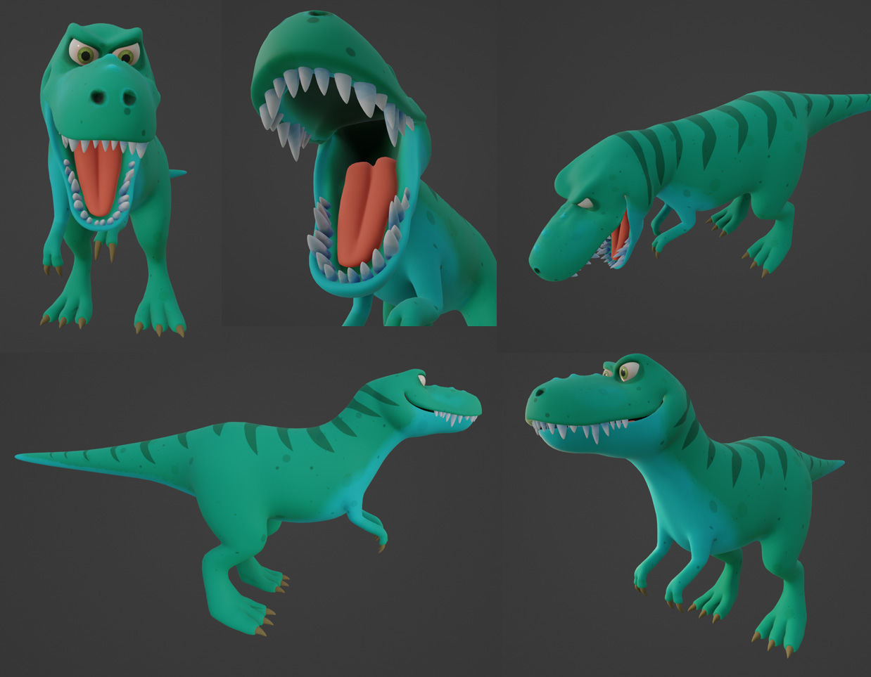 T-Rex Cartoon Dinosaur Low-poly 3D model_2