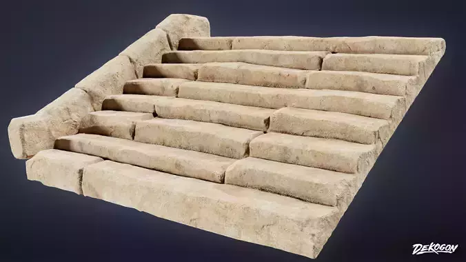 ANCIENT TEMPLE - Stairs 01 - LOW POLY Low-poly 3D model