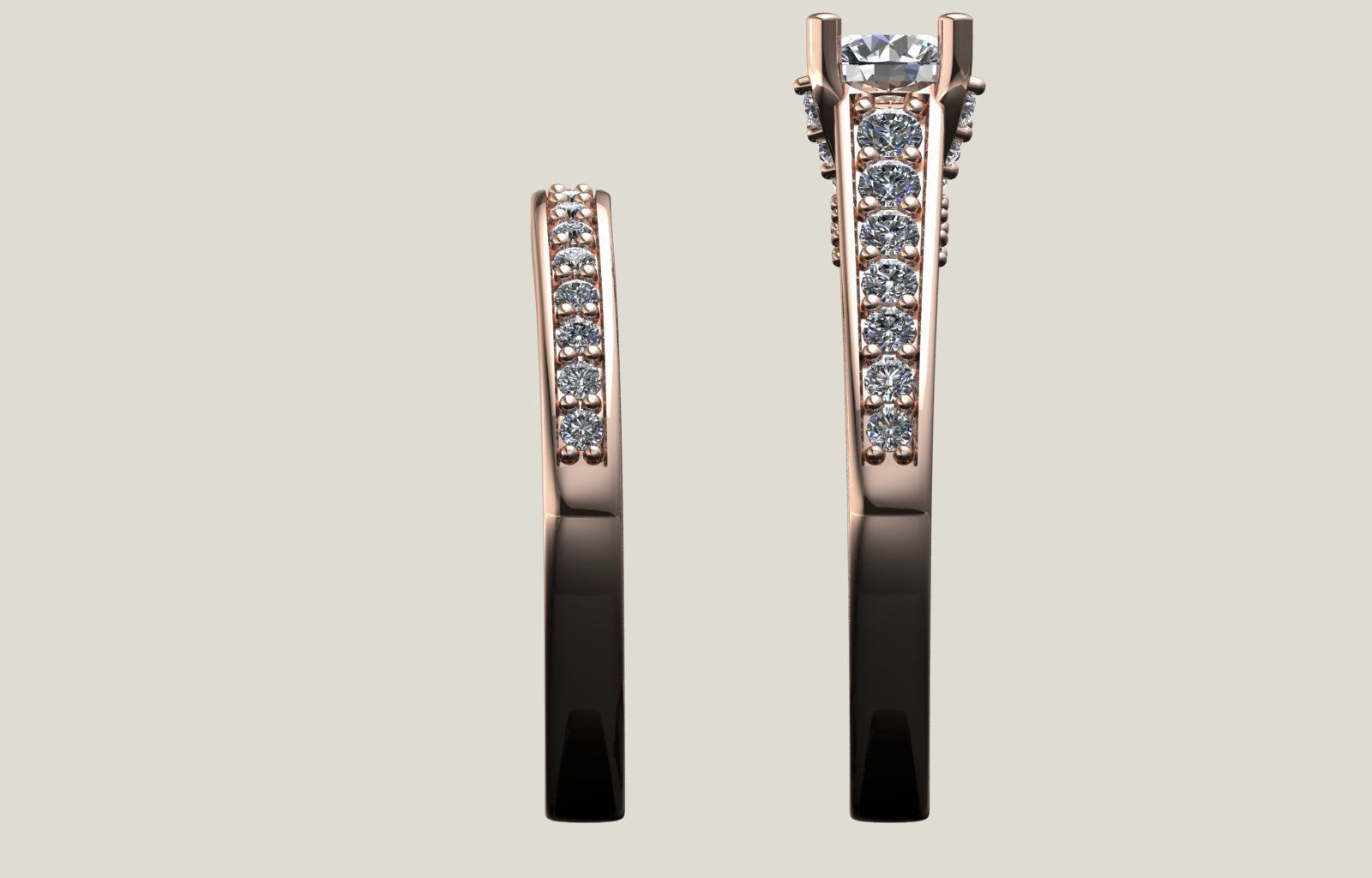 Crossover Claw Solitaire Diamond Ring with Side Band 3D print model_8