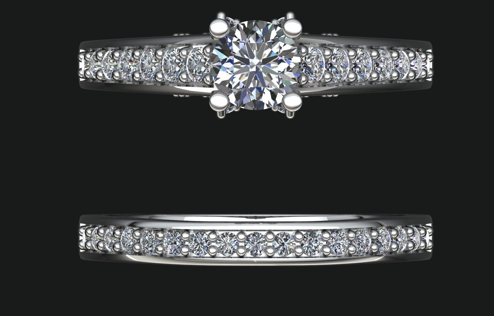 Crossover Claw Solitaire Diamond Ring with Side Band 3D print model_4