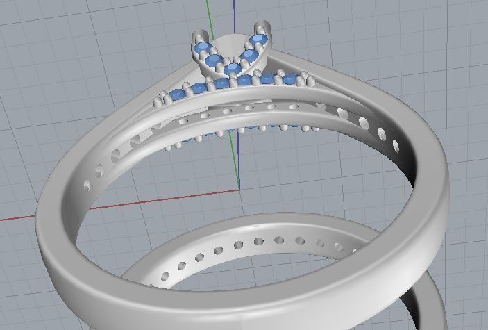 Crossover Claw Solitaire Diamond Ring with Side Band 3D print model_10