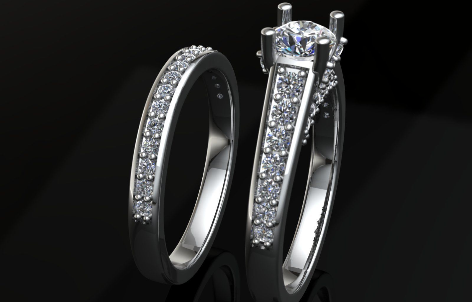 Crossover Claw Solitaire Diamond Ring with Side Band 3D print model_5