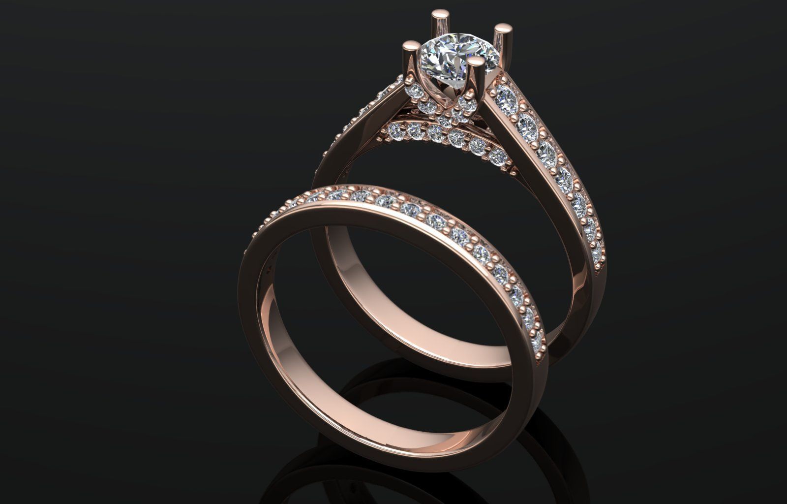 Crossover Claw Solitaire Diamond Ring with Side Band 3D print model_6
