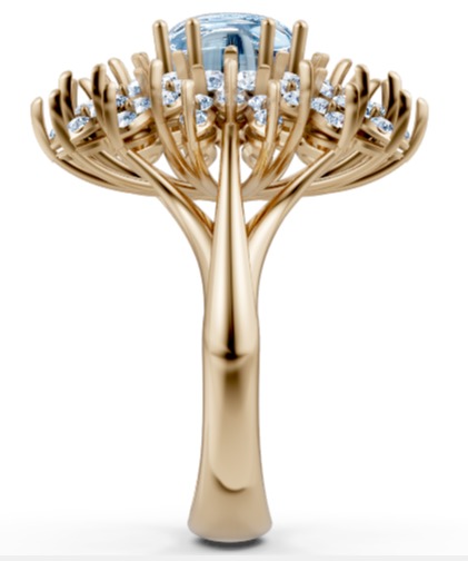 Azure Bloom Cocktail Ring-1 3D print model_4