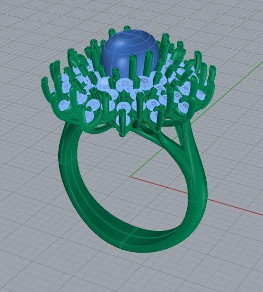 Azure Bloom Cocktail Ring-1 3D print model_12