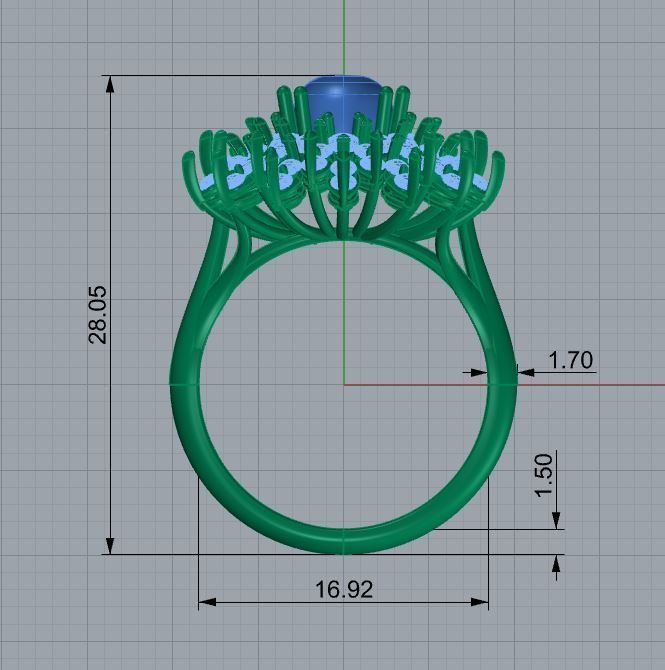 Azure Bloom Cocktail Ring-1 3D print model_13