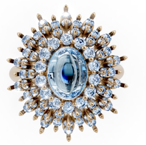 Azure Bloom Cocktail Ring-1 3D print model_5