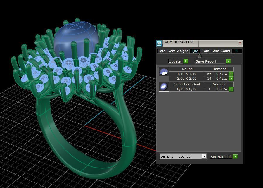 Azure Bloom Cocktail Ring-1 3D print model_7