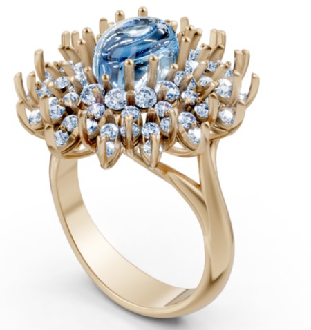 Azure Bloom Cocktail Ring-1 3D print model_2