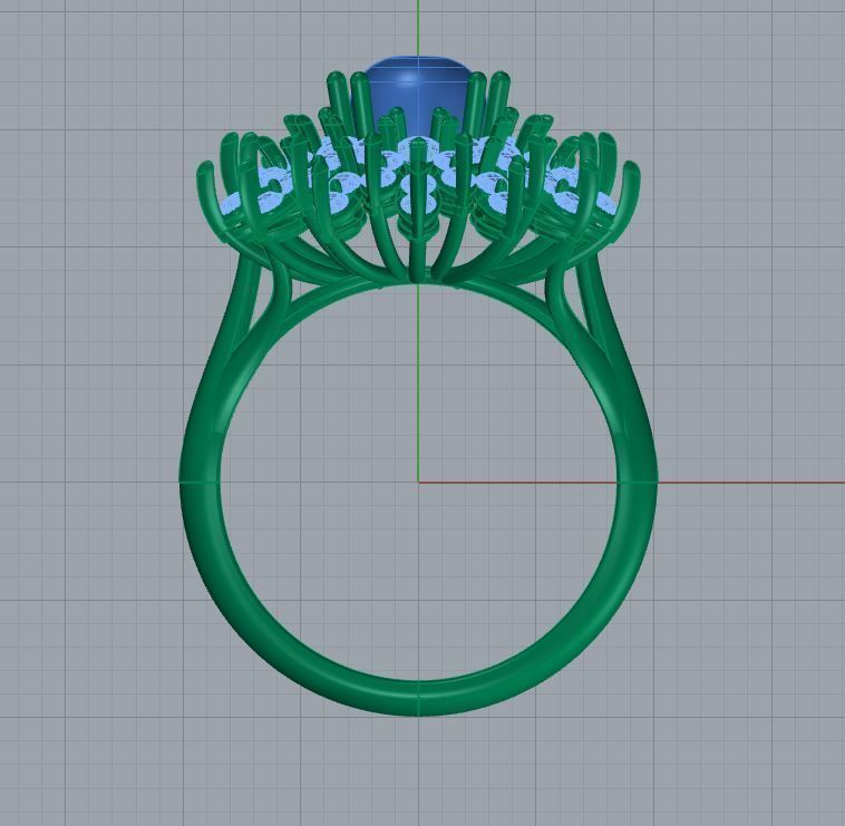 Azure Bloom Cocktail Ring-1 3D print model_10