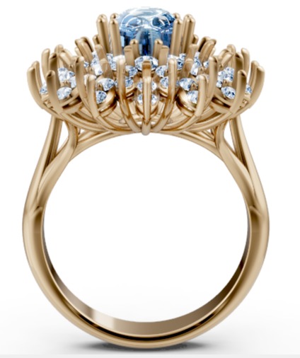 Azure Bloom Cocktail Ring-1 3D print model_3