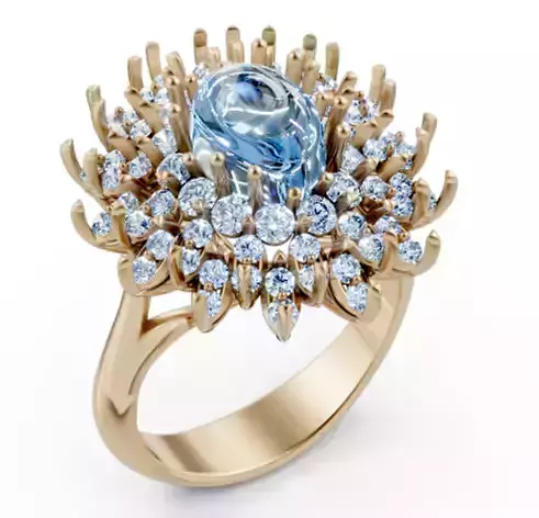 Azure Bloom Cocktail Ring-1