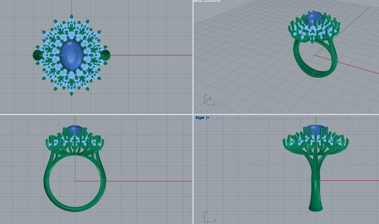 Azure Bloom Cocktail Ring-1 3D print model_6
