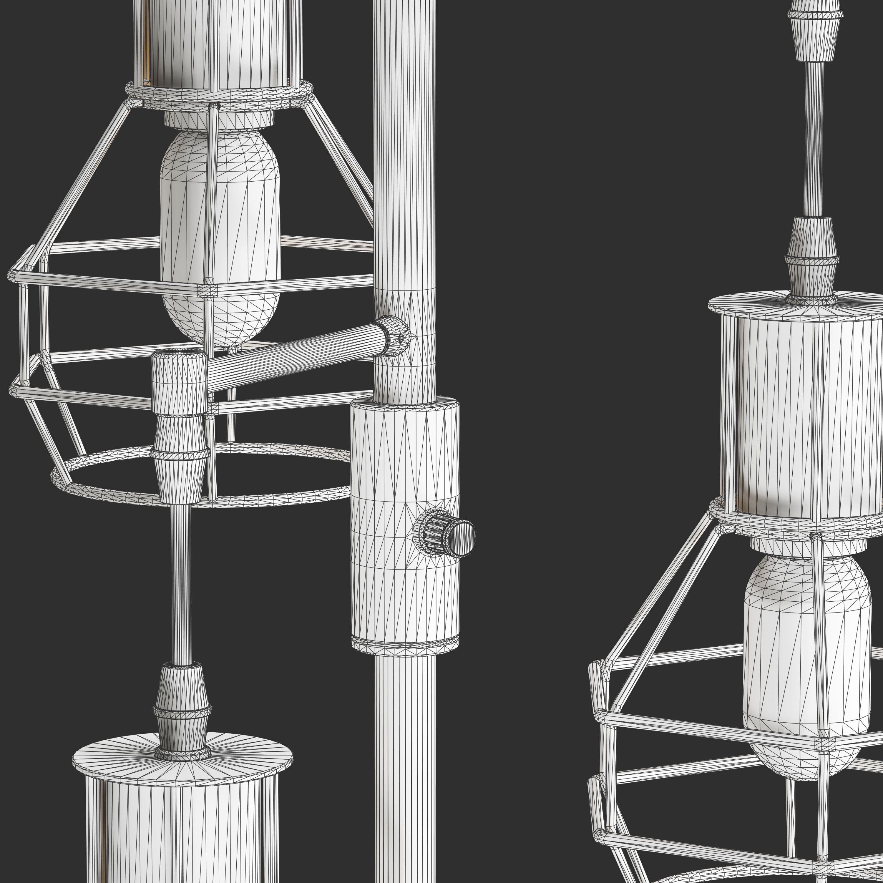 EDISHINE Dimmable Black Industrial Floor Lamp Low-poly 3D model_10