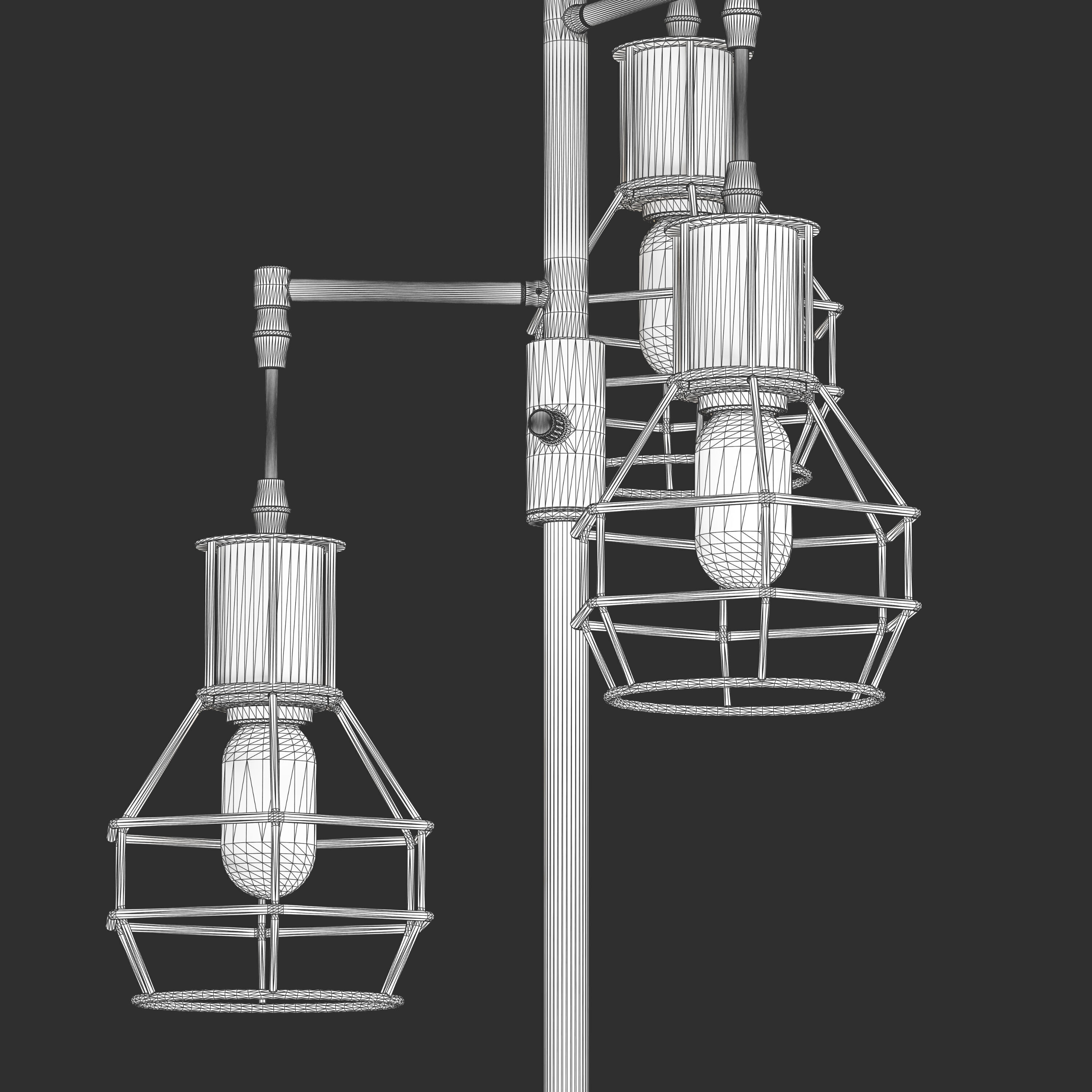 EDISHINE Dimmable Black Industrial Floor Lamp Low-poly 3D model_9