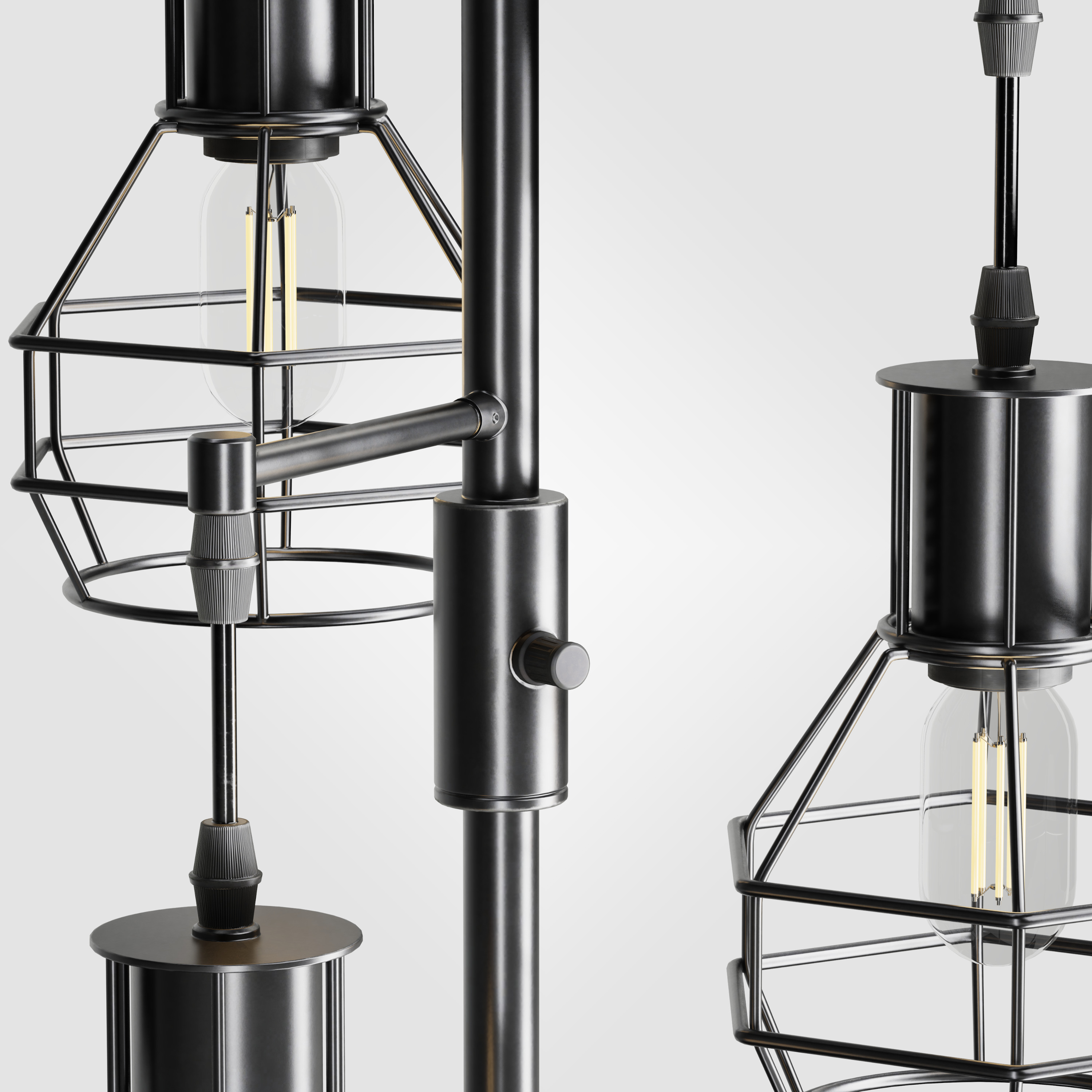 EDISHINE Dimmable Black Industrial Floor Lamp Low-poly 3D model_5