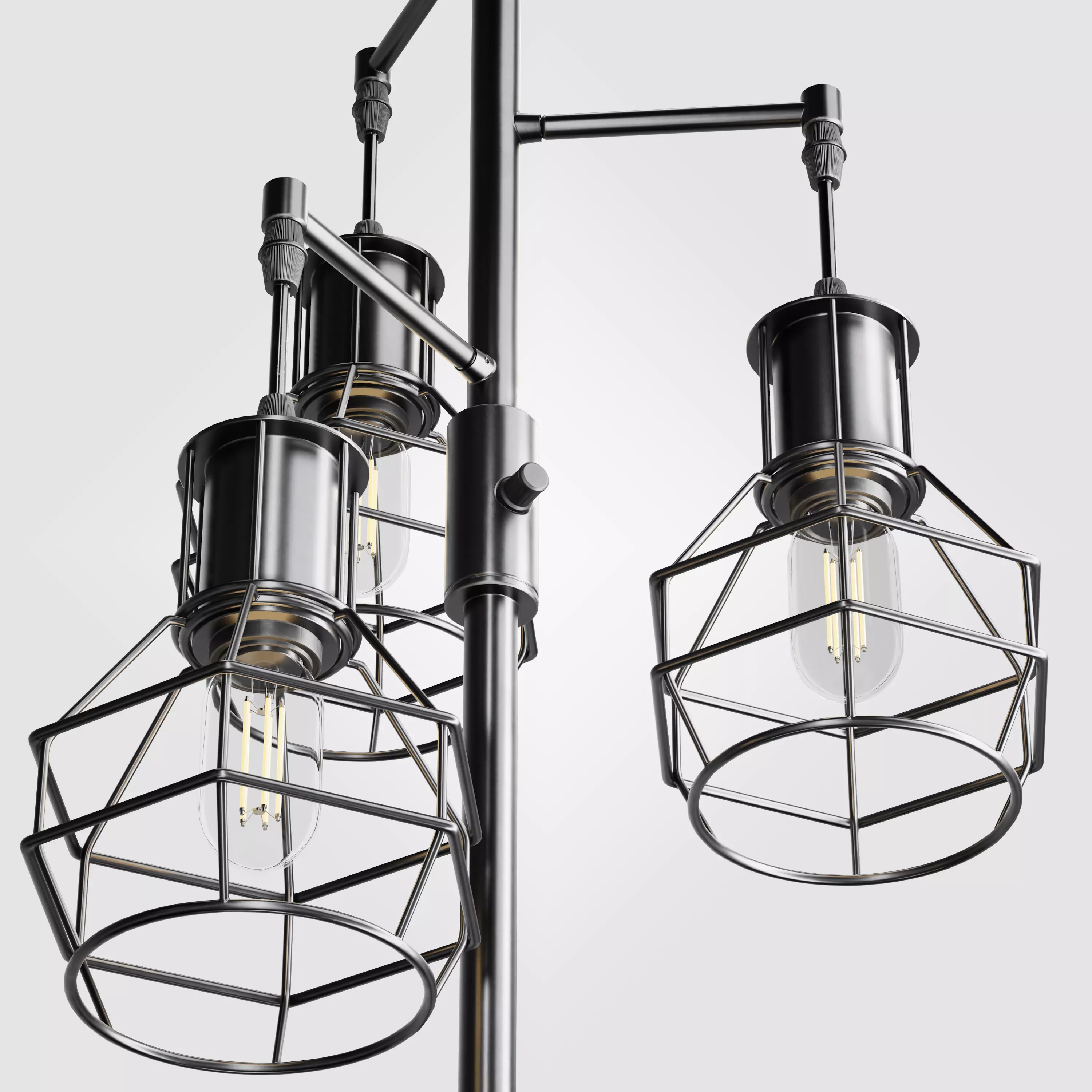 EDISHINE Dimmable Black Industrial Floor Lamp Low-poly 3D model_0