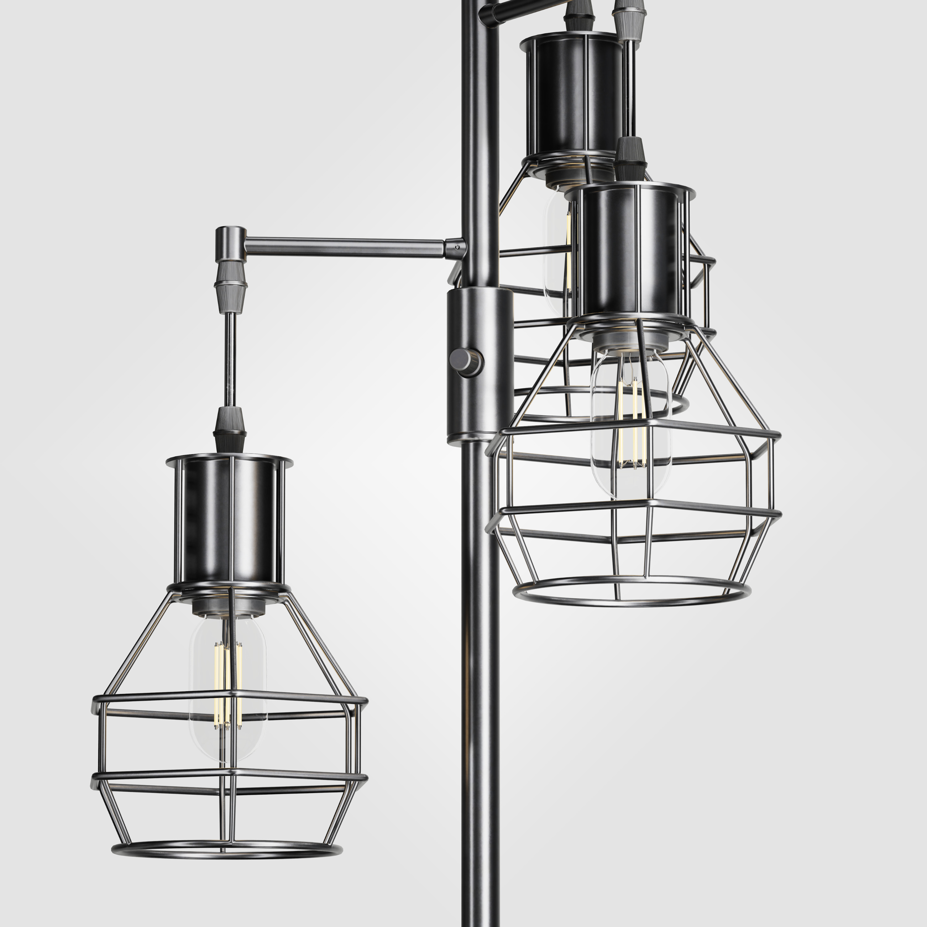 EDISHINE Dimmable Black Industrial Floor Lamp Low-poly 3D model_6