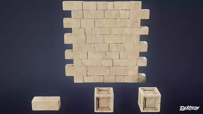 ANCIENT TEMPLE - Stone Bricks 01 - LOW POLY