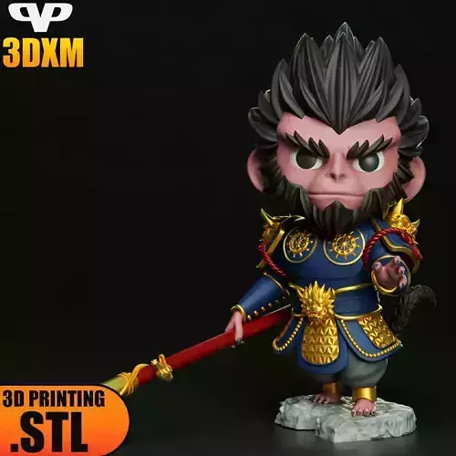 Black Myth Wukong Chibi STL for 3D Printing 3DXM ChibiSTL