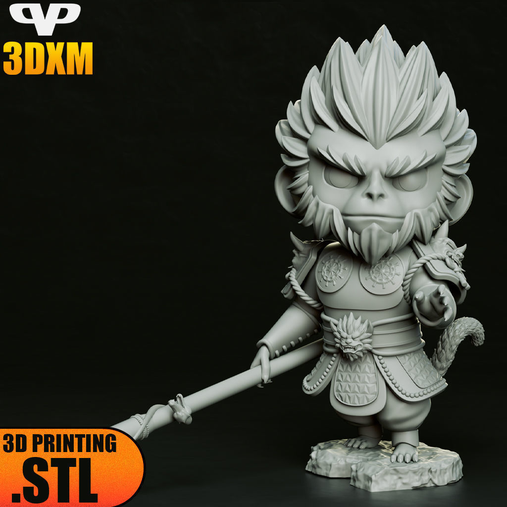Black Myth Wukong Chibi STL for 3D Printing 3DXM ChibiSTL 3D print model_3