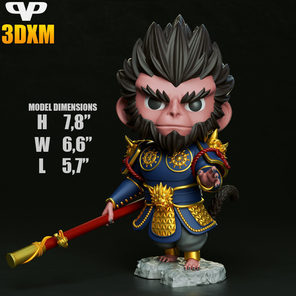 Black Myth Wukong Chibi STL for 3D Printing 3DXM ChibiSTL 3D print model_5