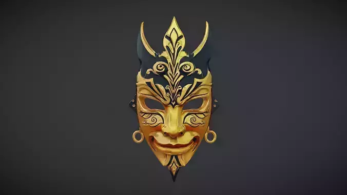 Japanese-Style Mask Low-poly 3D model