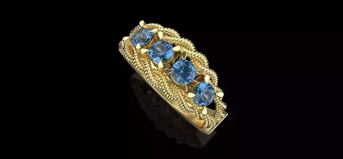 4 diamond jewelry ring 3D print model