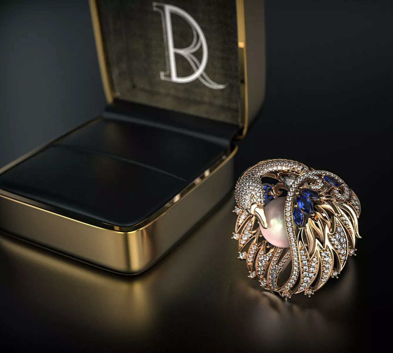 Majestic swan ring with a creative design 3D print model_0